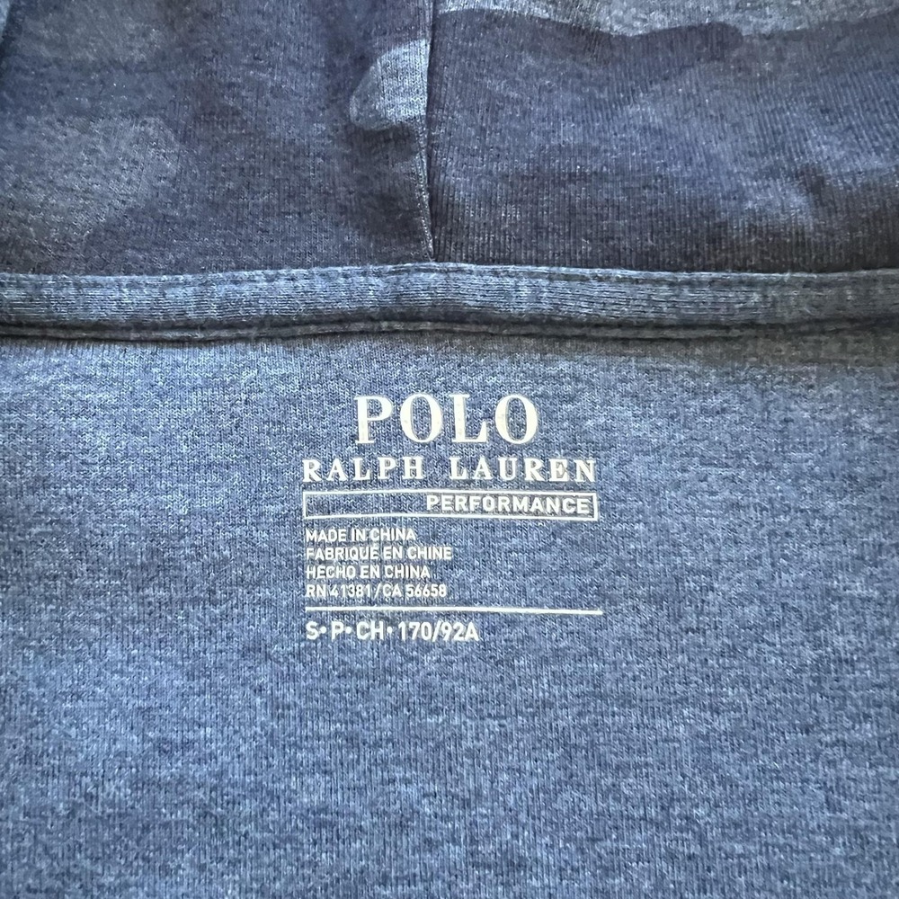 Polo Ralph Lauren Double Knit Camo Hoodie Mens Small Blue Full Zip Performance - Picture 7 of 14